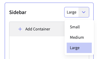 Sidebar width selector.