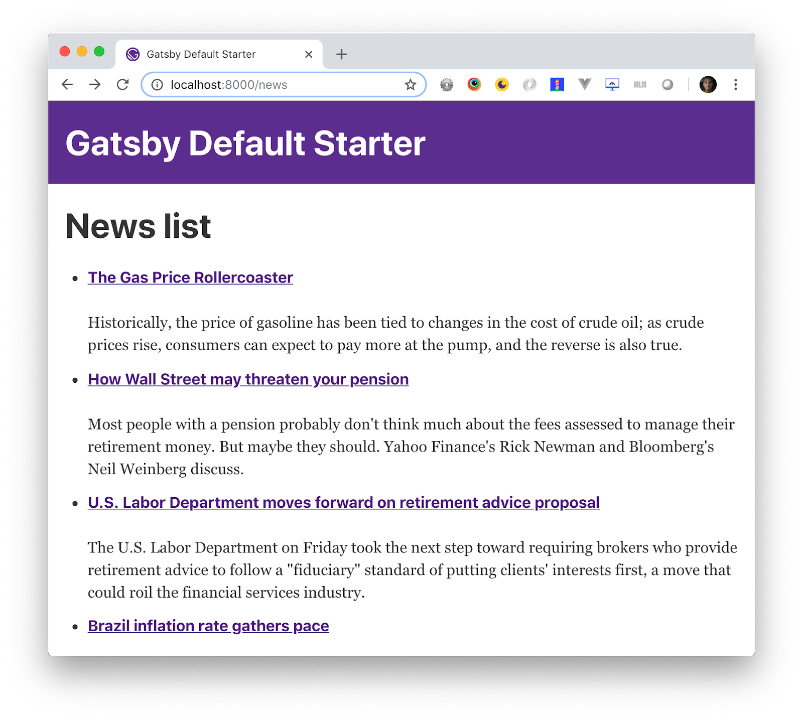 dotCMS Gatsby News Results
